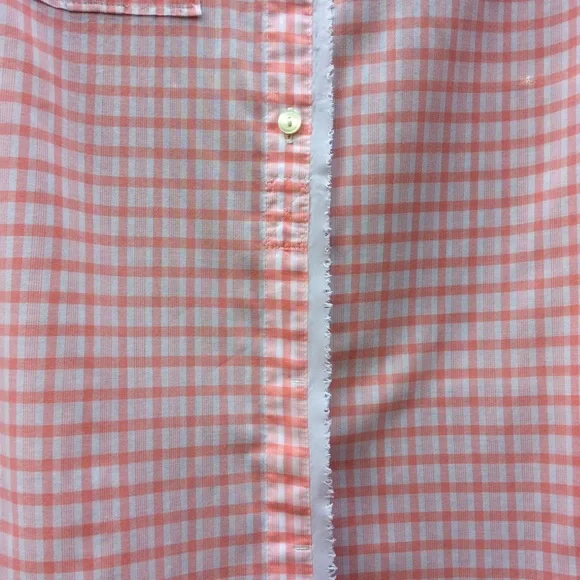 Banana Republic Gingham coral orange button down 100% cotton shirt XS - Picture 7 of 14